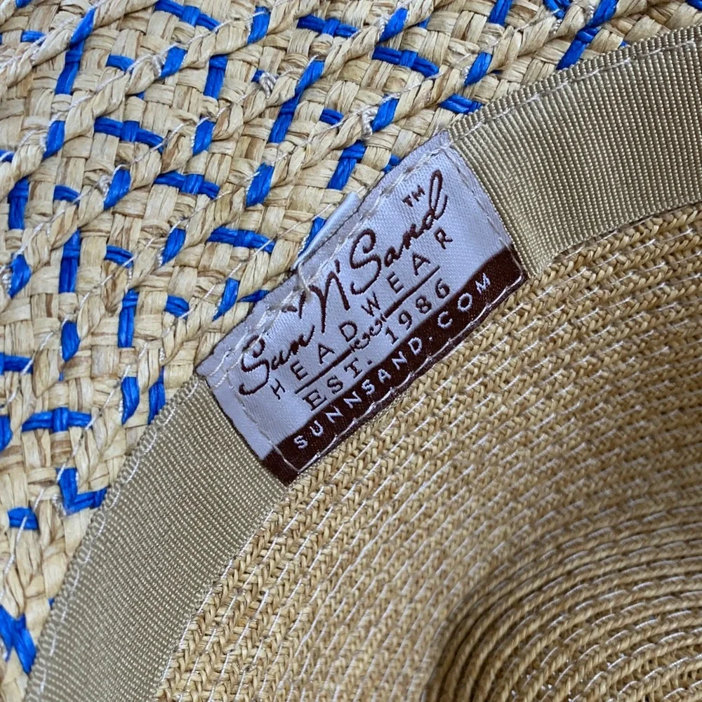 Tan and Red Wide Brim Sun Hat with Classic Design